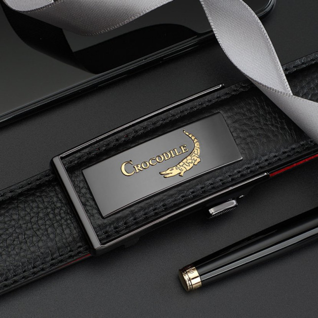 Crocodile Classic Leather Belt & Wallet Set – Black 17012971J01F